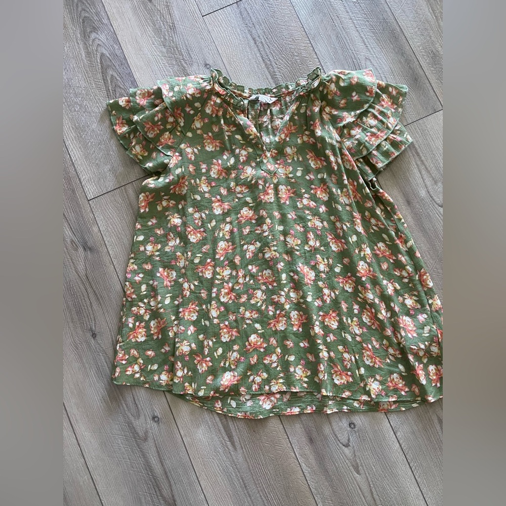Nanette Lepore Green Floral Blouse - Picture 1 of 5